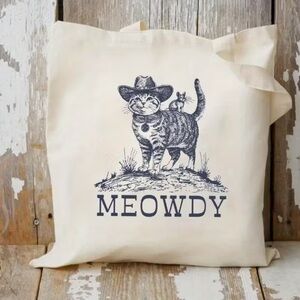 Meowdy Cat Tote Bag - Cream SO cute howdy gift